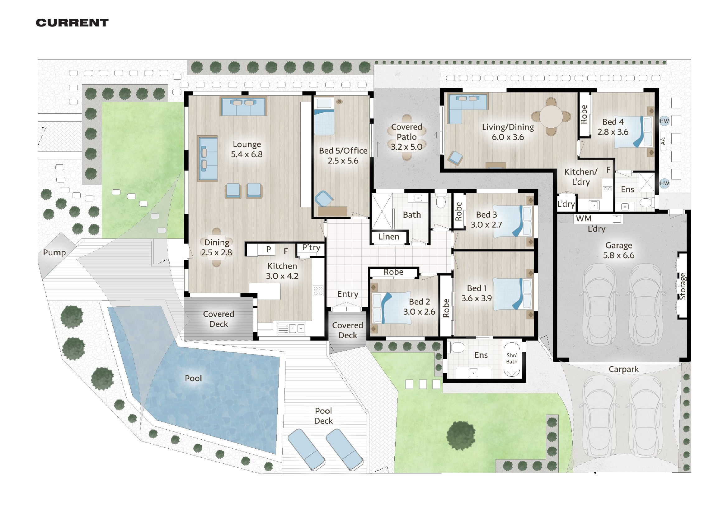 Existing layout plan showing two separate living arrangements within one property